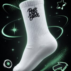 Beats and Bands Socks- white 2 pack